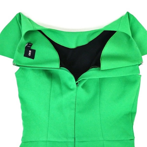 ASOS Sheath Dress Asymmetric Tulip Hem Green 💚 XS 2 - Picture 6 of 7